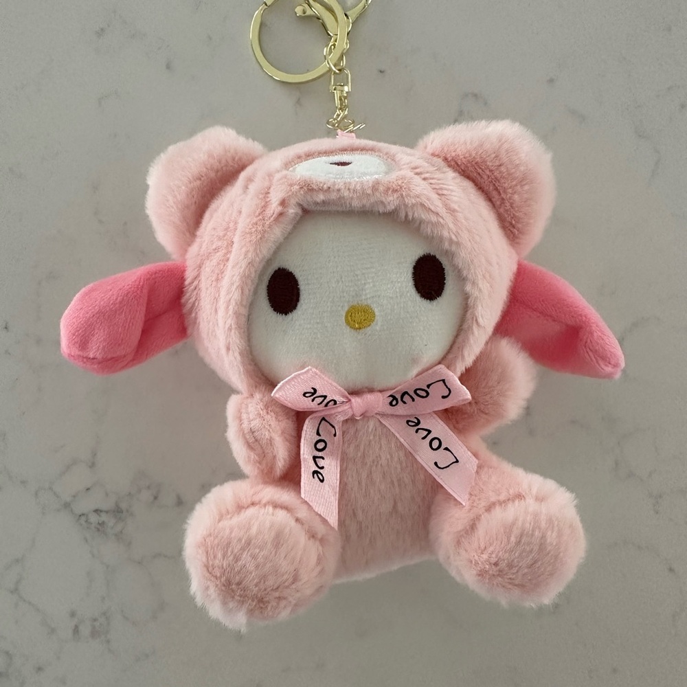 Sanrio Hello Kitty Pink Plush Keychain - Picture 2 of 2